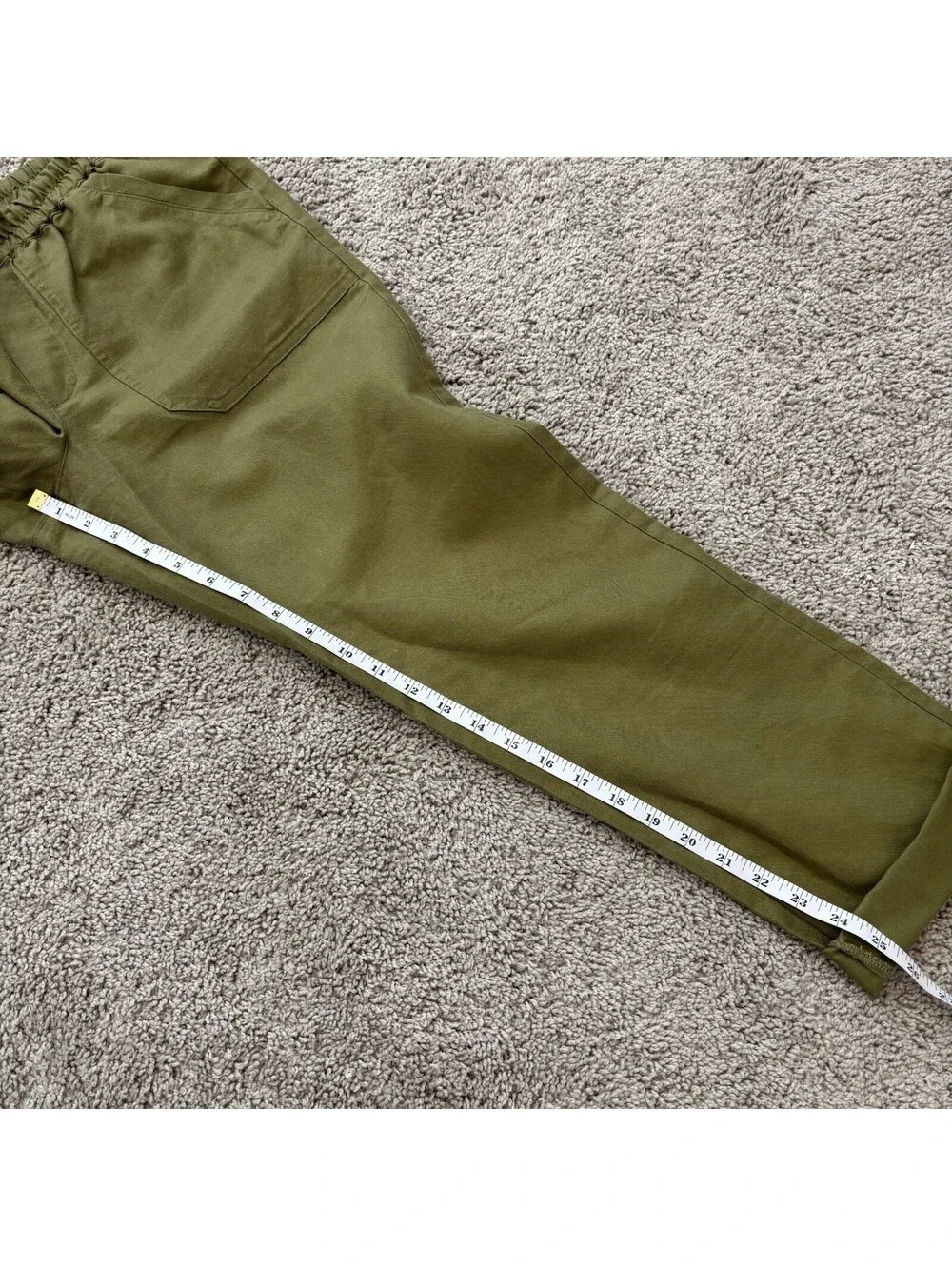 Quince Women’s Linen Cotton Blend Cropped Olive Green Pull On Pants Size Small